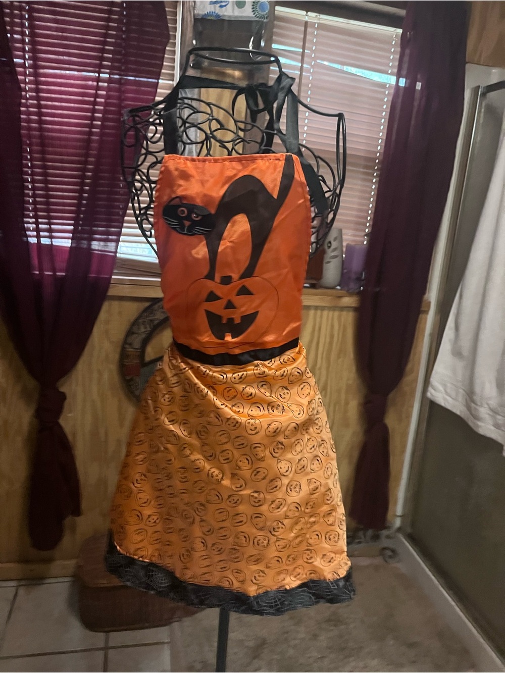 Orange Halloween Cat & Pumpkin Kids Costume Apron
